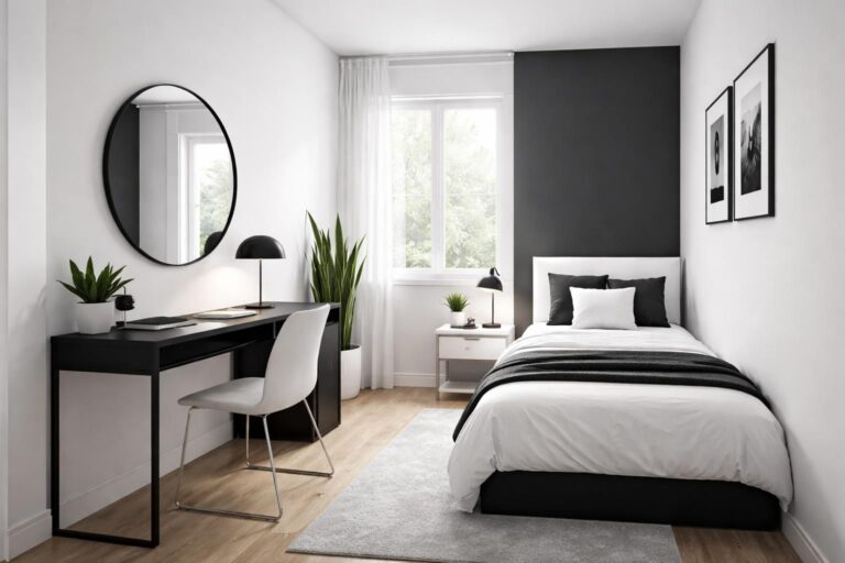 Petite chambre noir et blanc : nos conseils pour un contraste élégant et spacieux