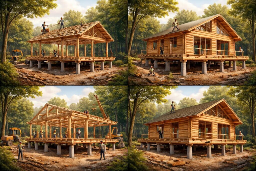 Construction d&rsquo;un chalet en bois sur pilotis : les étapes