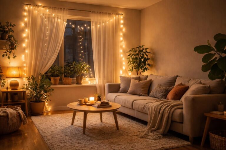 Guirlande lumineuse au salon : nos idées pour une ambiance douce et tamisée