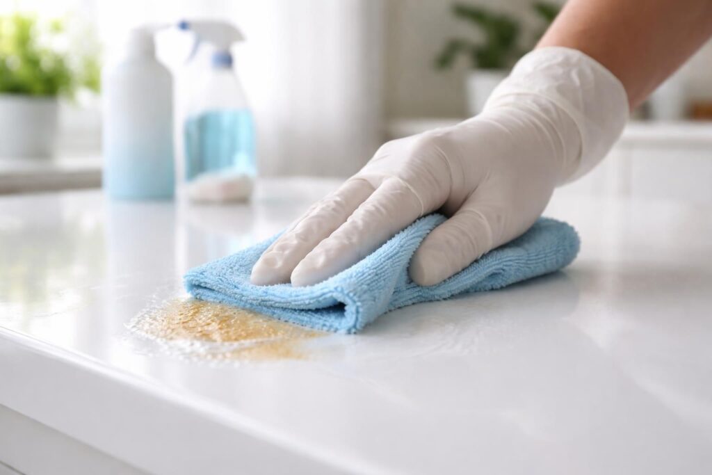 Nettoyage : comment enlever une tache tenace sur un meuble laqué blanc