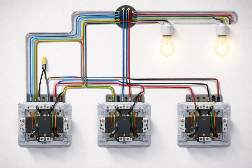 Schéma va-et-vient : câbler 3 interrupteurs et 2 lampes sans se tromper