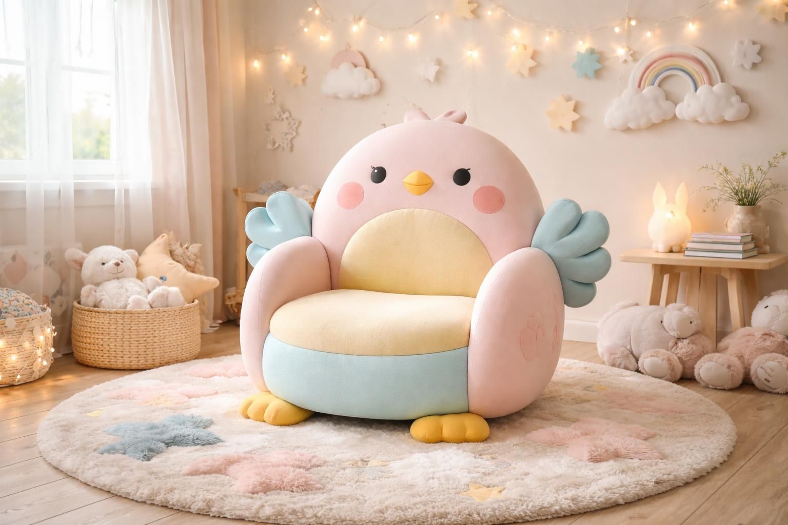 découvrez la chaise pioupiou et merveilles, une décoration idéale pour la chambre d'enfant alliant confort et charme enchanteur.