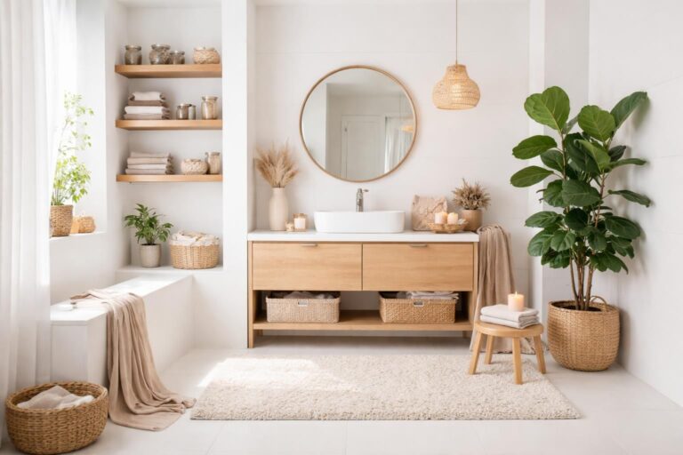 Comment décorer une salle de bain toute blanche pour la rendre cosy