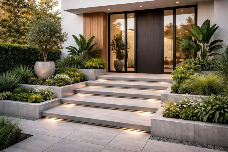 Entrée moderne : aménagez votre extérieur avec un bel escalier