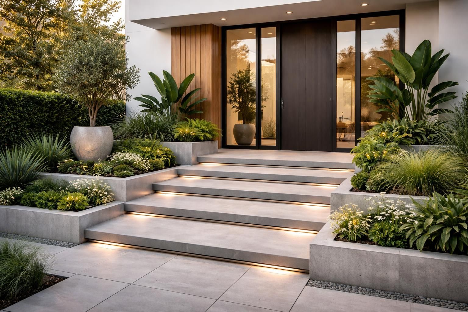 aménagez votre extérieur avec style grâce à un escalier moderne, alliant design contemporain et fonctionnalité pour sublimer votre entrée.